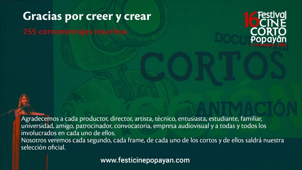 Con 455 cortometrajes colombianos inscritos cierra la convocatoria para la versión 16 del Festival